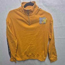 MTV Music Television Sweatshirt Shirt 1/4 Zip Up Yellow I Want My MTV Size M