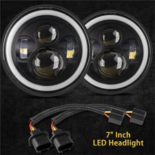 Pair 7"Inch Halo Angel Eyes LED Headlights DRL H/Lo Beam For VW Golf Mk2 1.8 GTi