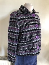 AVOCA Ireland Boxy Jacket UK 12 Grey Purple Wool Mohair Textured. Retro Arty 80s