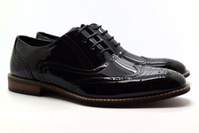 Mens two tone brogue patent - two,