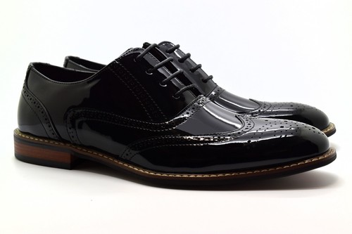 Mens two tone brogue patent - tone,