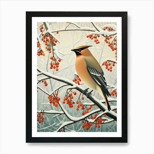 Winter bird painting cedar - bird,
