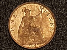 1897 Victoria Bronze 1 One Penny Coin - UNC Condition - Red Brown