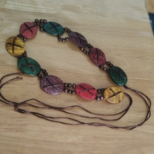 Multicolour beaded wooden tie - beaded,
