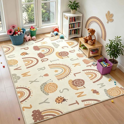 Kids rainbow playroom rug - rug, 5x7