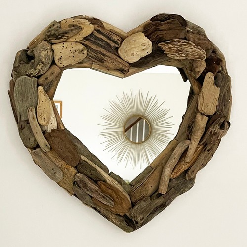 Driftwood love heart mirror - driftwood,
