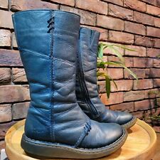 Dr Martens Doc 10491 Mid Calf  Green Leather Biker Zip Boots Uk 3 Eu 36