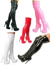 Ladies Black Red Over The Knee