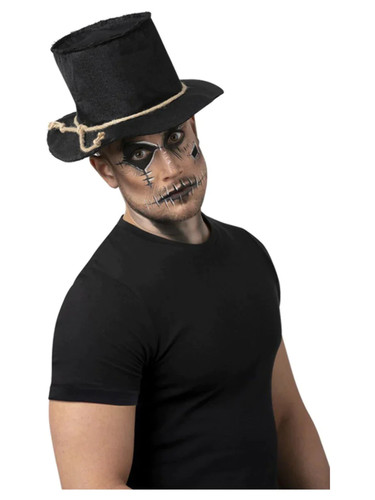 Burlap scarecrow top - hat, black
