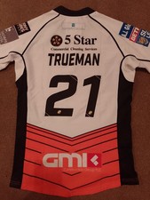 MENS CASTLEFORD TIGERS TRUEMAN MATCH PLAYER WORN GAME SHIRT SUPER LEAGUE RUGBY