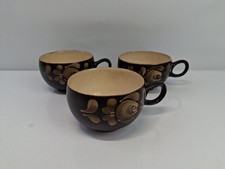 3x Bakewell by Denby Tea Cup 6cm tall  made in England Brown Ochre flower