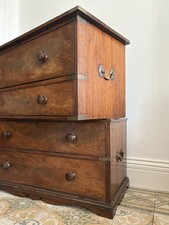 Early 19thC Campaign Chest Secretaire, 2 Sections C1830, Rosewood and Mahogany