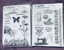 Indigo Blu Unmounted Rubber Stamps Job lot 2 packs Sewing Mends the Soul/Nature