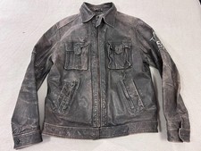 Tom Wolfe Men’s Distressed Brown Leather Biker Style Jacket Medium M