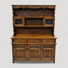 Old Charm Oak Dresser In Tudor Brown 4ft 6" Wid3 Door & Drawer FREE UK Delivery*