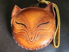 TAN Leather FOX HEAD Coin