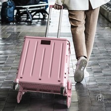 Shopping Trolley Foldable Market Luggage Storage Basket Cart Crate Case On Wheel