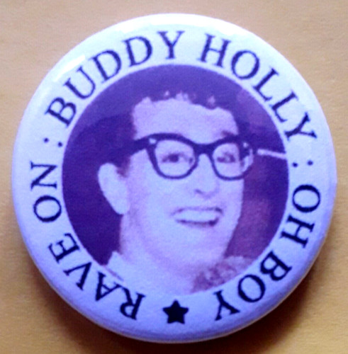 25mm badge buddy holly song - badge,