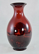 VINTAGE ROYAL DOULTON FLAMBE HOUSE SUNFLOWER COUNTRY SCENE VASE signed NOKE 18cm