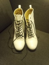 Ego white laced ankle boots