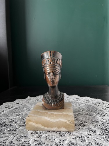 Vintage cast metal nefertiti - vintage,