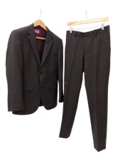 NEXT Men's UK Size 36/30S Dark Brown 2 Piece Wool Blend Formal Suit Pre - Loved