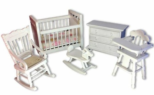 White dollhouse nursery - dollhouse,