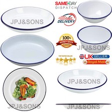 Enamel Rice Plate White Pasta Bowl Dish Falcon Traditional Camping Caravan UK