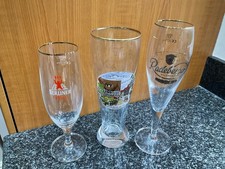 Three Patterned Germán Beer Glasses