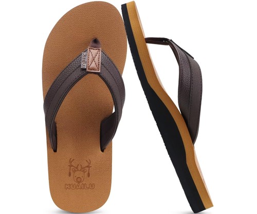 Kuailu mens leather flip flops - kuailu,