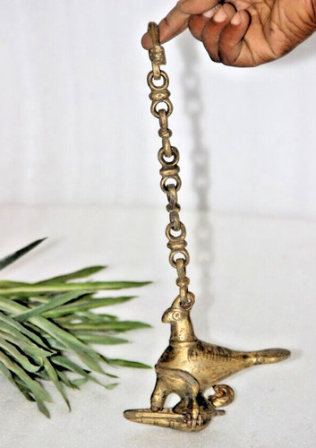 Antique brass hanging bird - hanging,