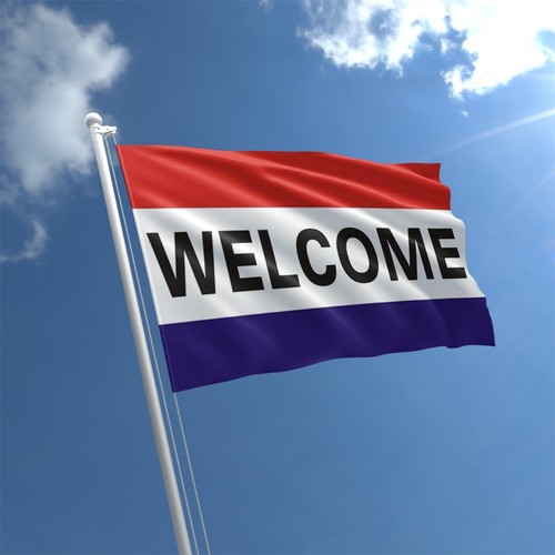 Welcome flag 5ftx3ft - flag, with