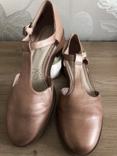 Clarks Taylor Palm Bronze Metallic T Bar Flat Casual Shoes Sandals UK 5.5D