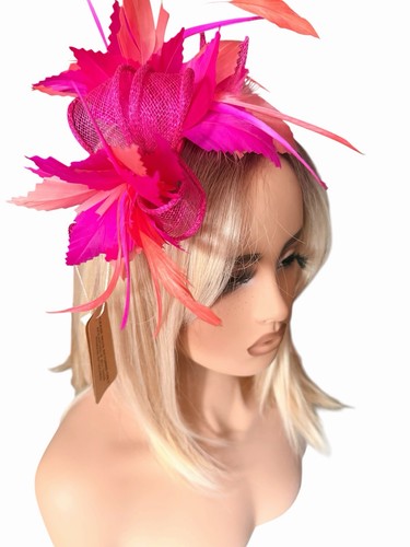 Fuchsia and coral fascinator - fuchsia,
