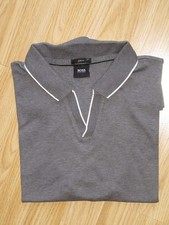 Mens HUGO BOSS M Stretch Grey Cotton Slim Fit Phillipson 02 Short T-Shirt Top