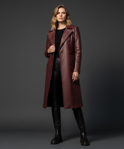 Women genuine leather trench - genuine,