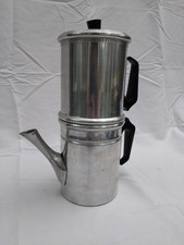 Vintage 1960s aluminum Italian Neapolitan "flip-drip" 8-10 cup Moka coffee pot
