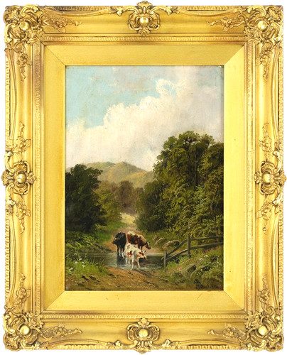 Cattle river landscape antique - cattle,