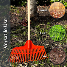 23 Tines / 45 cm Heavy-Duty Garden Rake Durable Plastic Head Lawn Hay Soil