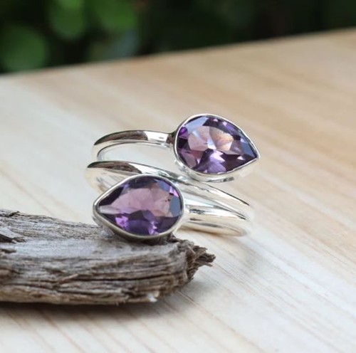 Amethyst women ring solid 925 - ring,