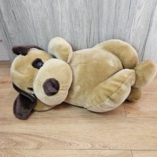 Vintage Large soft toy Brown Dog lying Down Posing Puppy Patch 