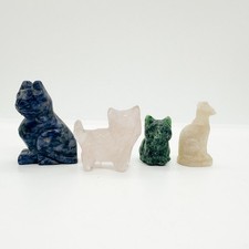 Crystal Stone Cat Kitten Collection Blue Pink Green Cream Lapis Quartz Sphynx