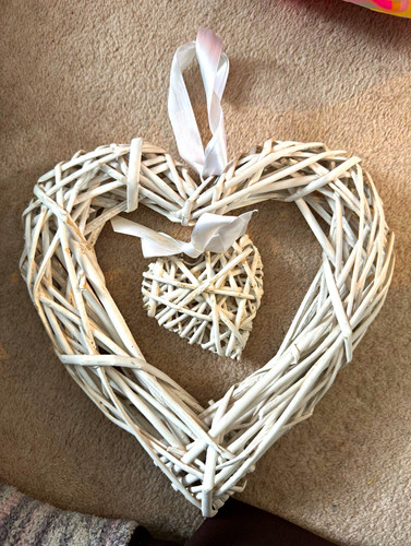 White wicker heart - wicker,