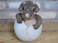 Triceratops Dinosaur Hatching Egg Statue Ornament Indoor Outdoor Garden Decor