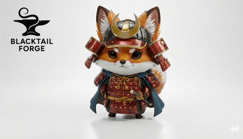 Handmade chibi fox samurai - fox,
