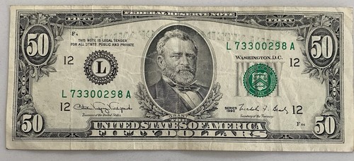Fifty dollar bill ink - $50, :