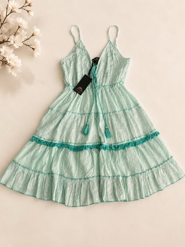 Mint green boho embroidered - green,