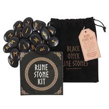 Black onyx viking rune stones - rune,