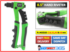 HEAVY DUTY POP RIVET RIVETING GUN HAND RIVETER TOOL + 4 HEAD NOZZLES NEW 23-56