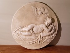 Decorative Plaster Plaque Sleeping Cherub - Classical / Renaissance style